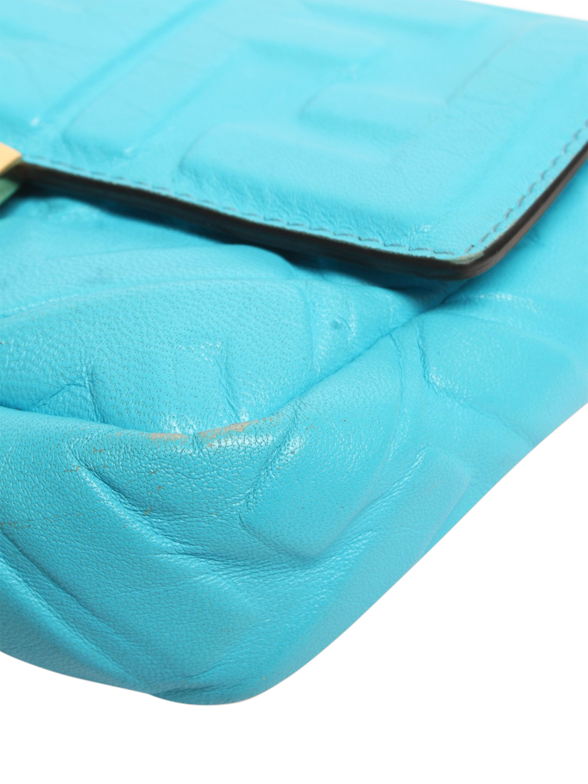 Product image 5 of 9, which shows Pre-loved Fendi Embossed Leather Mini Baguette Bag, Blue