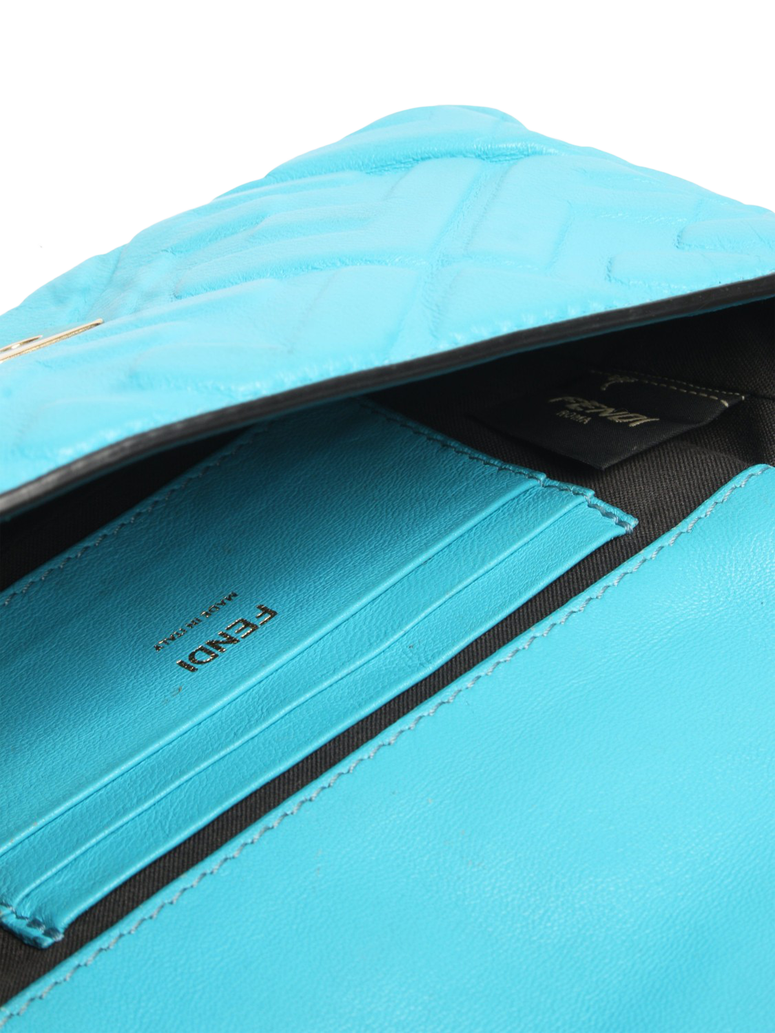 Product image 7 of 9, which shows Pre-loved Fendi Embossed Leather Mini Baguette Bag, Blue