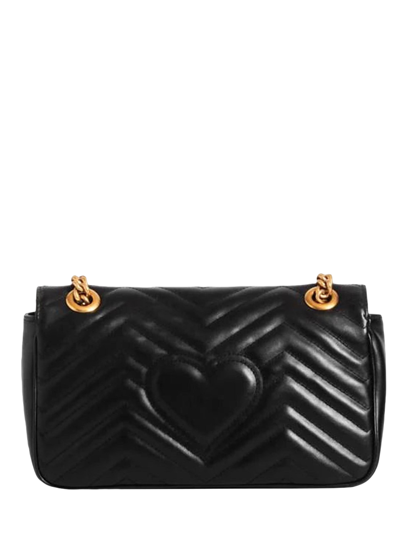 Product image 3 of 6, which shows Pre-loved GUCCI Leather GG Marmont Chain Shoulder Bag, Black