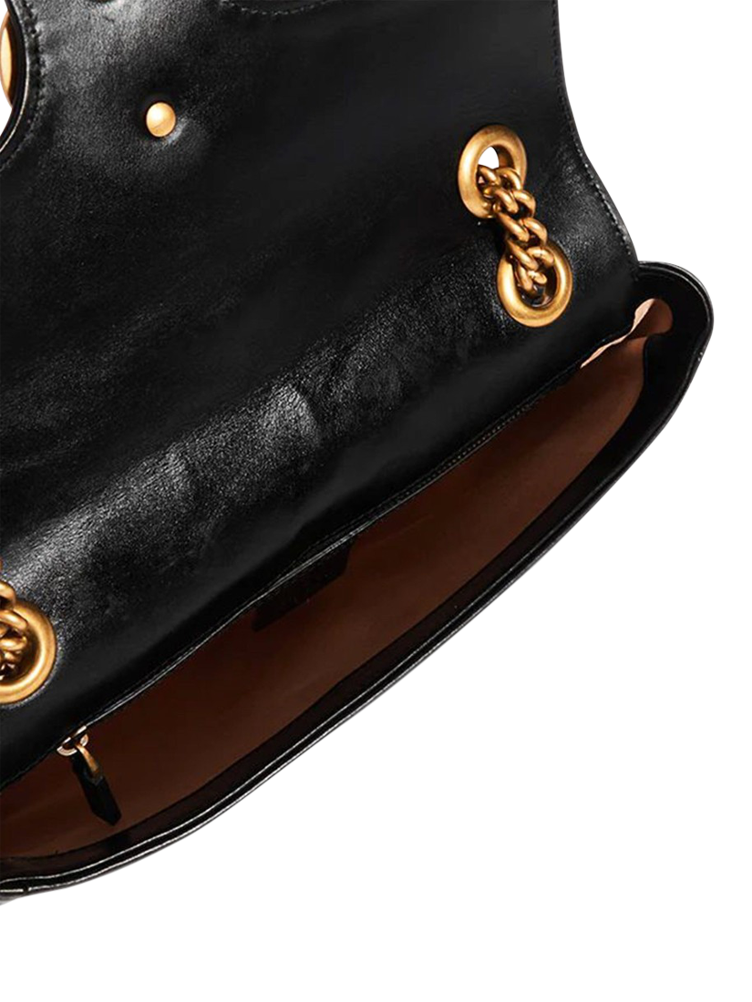 Product image 4 of 6, which shows Pre-loved GUCCI Leather GG Marmont Chain Shoulder Bag, Black