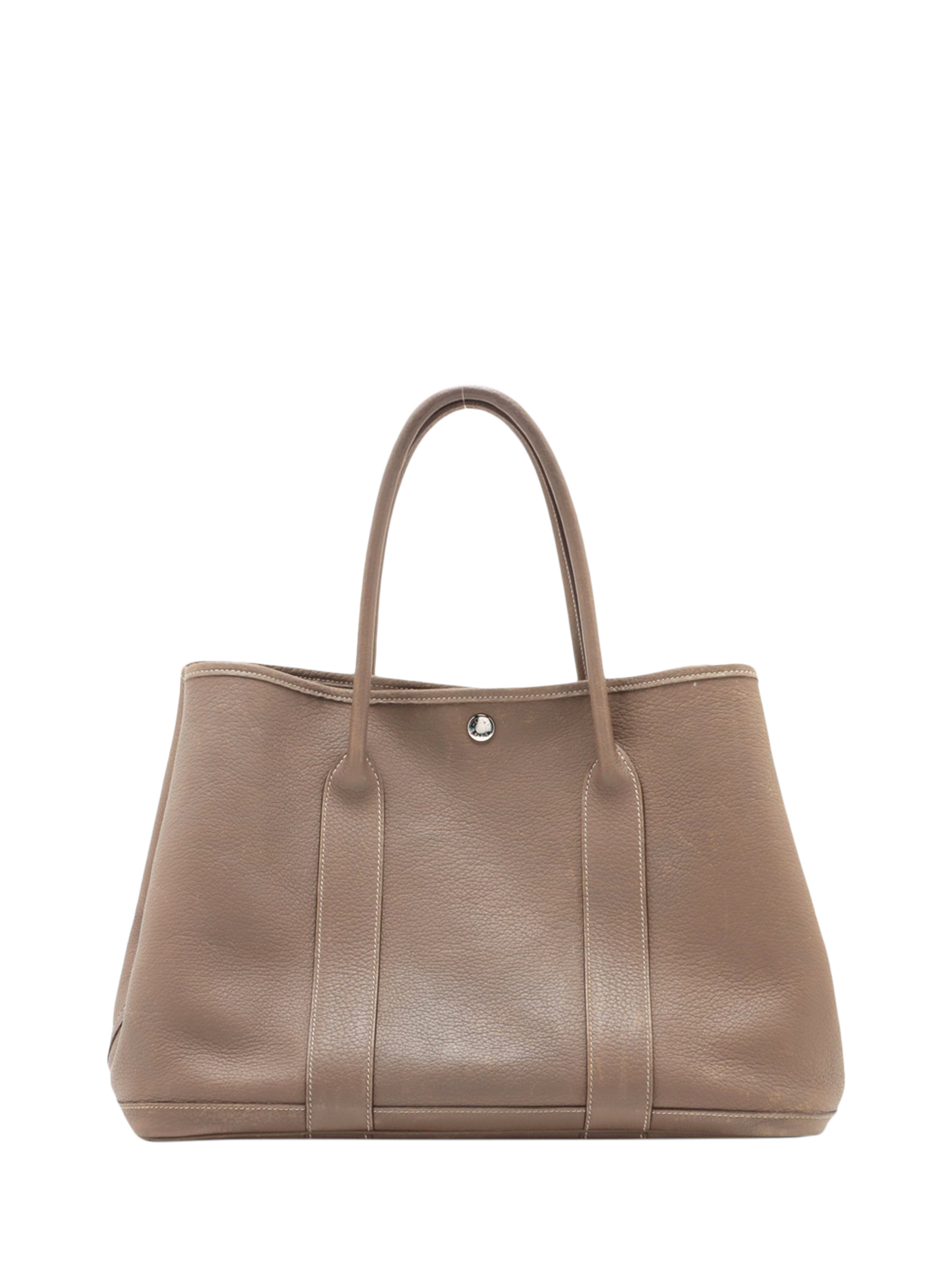 Product image 1 of 10, which shows Pre-loved Hermès 2008 Garden Party 36 PM Negonda Leather Etoupe Bag, Brown