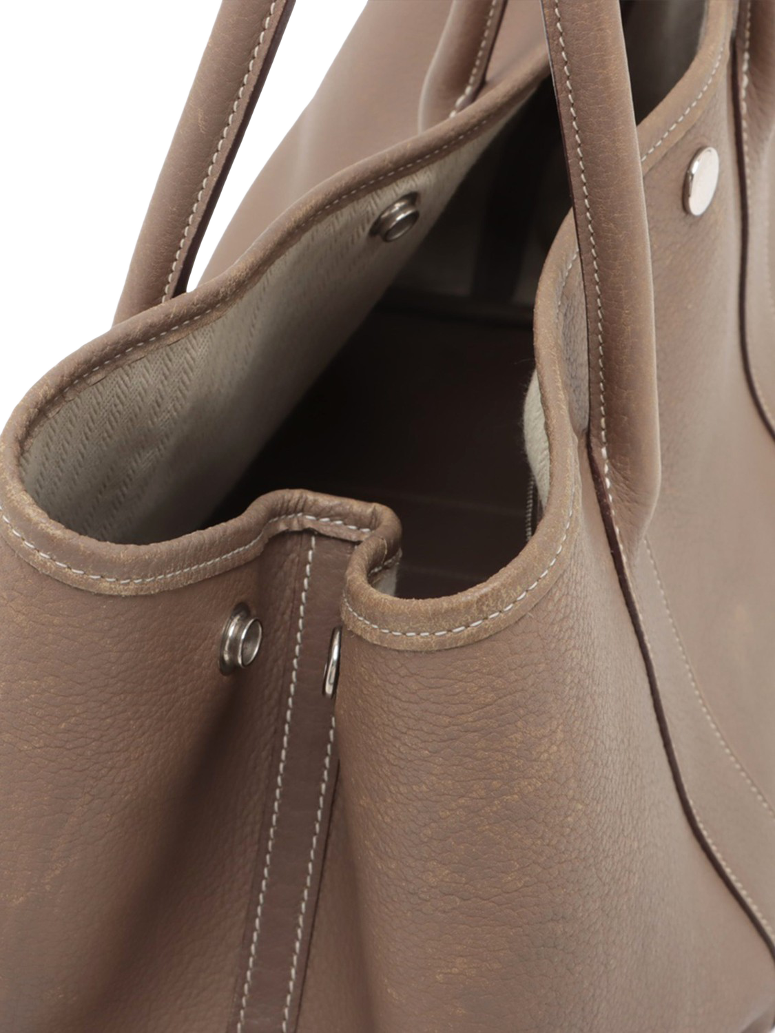 Product image 10 of 10, which shows Pre-loved Hermès 2008 Garden Party 36 PM Negonda Leather Etoupe Bag, Brown