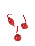 Truly Glass Baubles, Set of 3, Red
