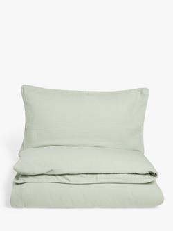 John Lewis Kids' Muslin Cotton Duvet Cover and Pillowcase Set, Green