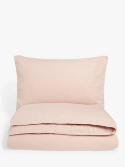 John Lewis Kids' Muslin Cotton Duvet Cover and Pillowcase Set, Pink