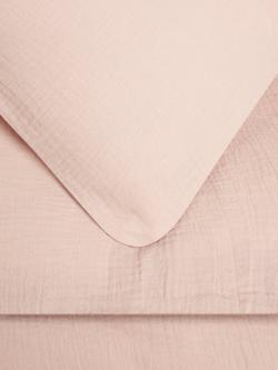 John Lewis Kids' Muslin Cotton Duvet Cover and Pillowcase Set - view 2, Pink