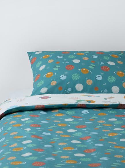 John Lewis Kids' Rockets Planets Reversible Cotton Duvet Cover and Pillowcase Set, Multi