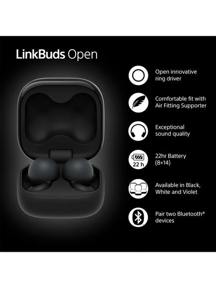 Sony WF-L910 LinkBuds Open True Wireless Bluetooth In-Ear Headphones with Open Ring Design & Mic/Remote - view 2, Black