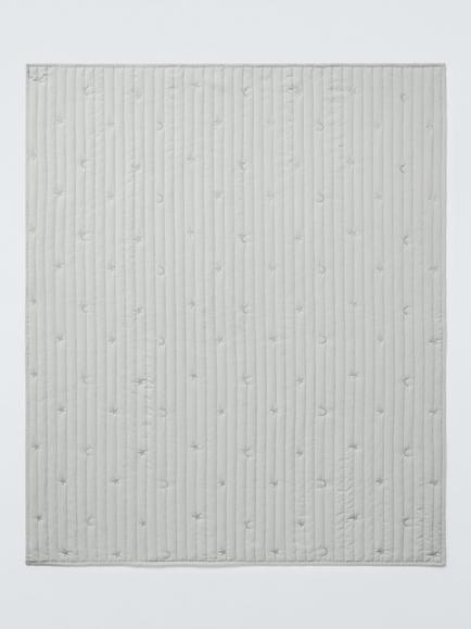 John Lewis Kids' Moon and Stars Embroidered Quilt, Grey, Grey