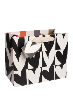 Caroline Gardner Monochrome Hearts Gift Bag, Multi, Medium, Multi