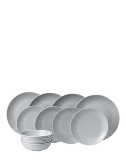 Royal Doulton Gordon Ramsay Maze Stoneware Dinnerware Set, 12 Piece, Light Grey