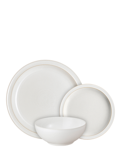 Denby Cotton White Stoneware Dinnerware Set, 12 Piece - view 2, White Off White