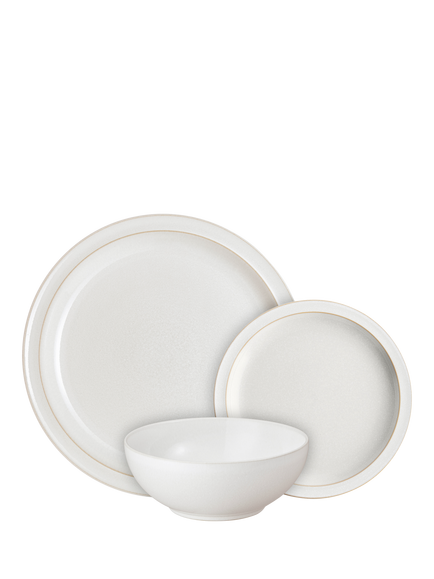 Denby Cotton White Stoneware Dinnerware Set, 12 Piece - view 2, White Off White
