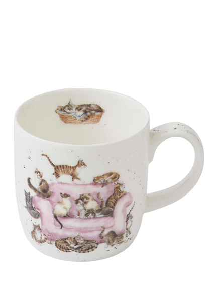 Wrendale Designs 'Cattitude' Fine Bone China Mug, 310ml, White/Multi, White Multi White