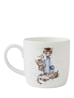 Wrendale Designs 'Cattitude' Fine Bone China Mug, 310ml, White/Multi - view 2, White Multi White