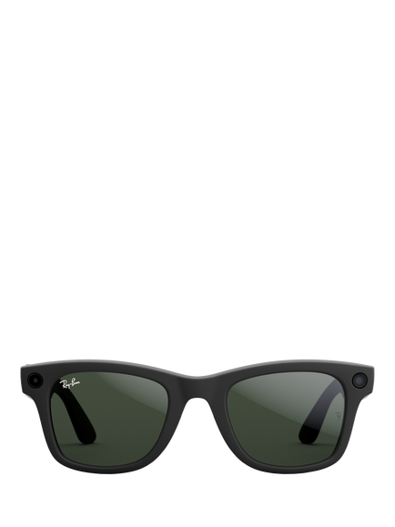 Ray-Ban Meta Wayfarer Glasses, Matte Black, Clear to G15 Green Transitions Lens - view 2, Matte Black, Medium