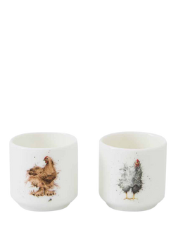 Wrendale Designs Fine Bone China Egg Cups, Set of 2, White/Multi, White/Multi