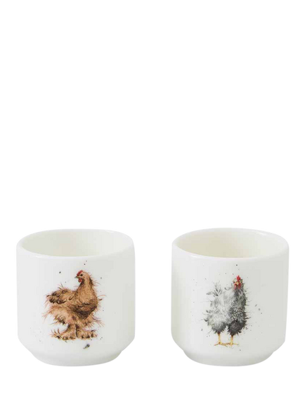 Wrendale Designs Fine Bone China Egg Cups, Set of 2, White/Multi, White/Multi