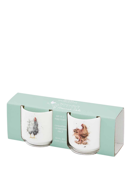 Wrendale Designs Fine Bone China Egg Cups, Set of 2, White/Multi - view 2, White/Multi