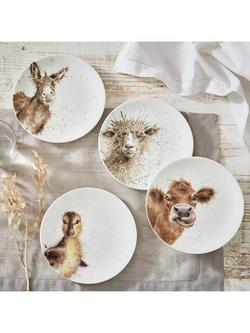 Wrendale Designs Fine Bone China Side Plates, Set of 4, White/Multi - view 2, White/Multi