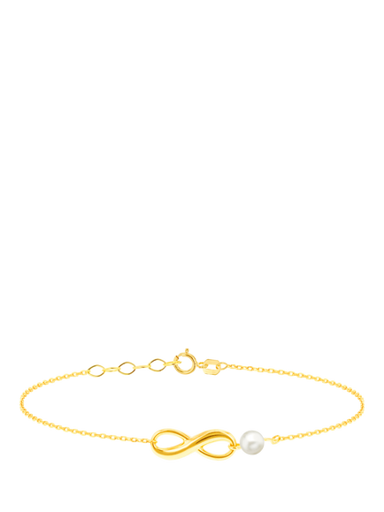 IBB 9ct Gold Freshwater Pearl Infinity Chain Bracelet, Gold, Gold