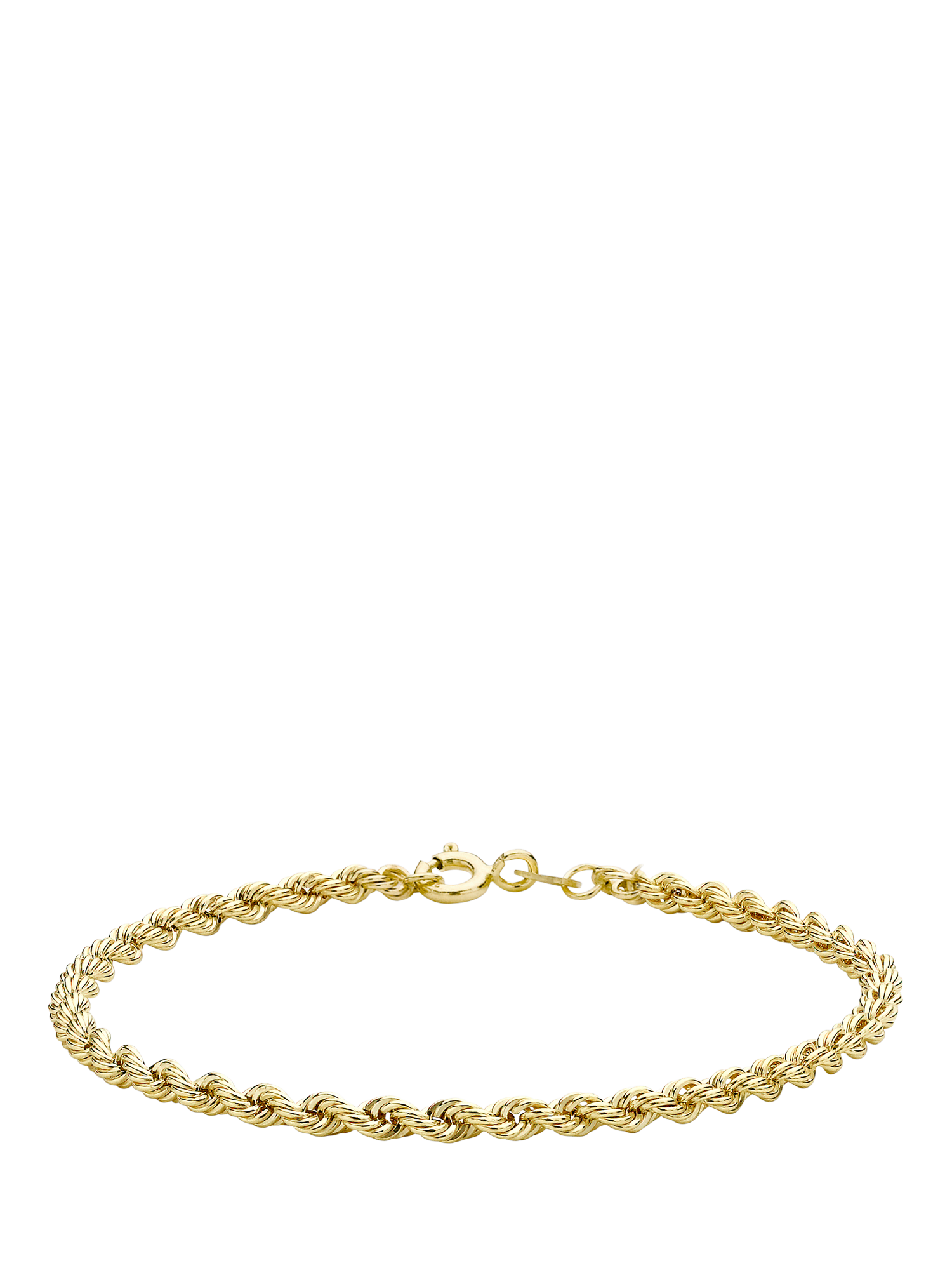 Product image 1 of 5, which shows IBB 9ct Gold Hollow Rope Chain Bracelet, Gold