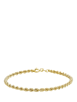 IBB 9ct Gold Hollow Rope Chain Bracelet, Gold, Gold
