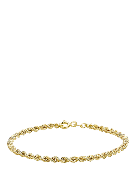 IBB 9ct Gold Hollow Rope Chain Bracelet, Gold, Gold