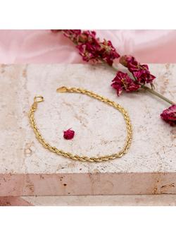 IBB 9ct Gold Hollow Rope Chain Bracelet, Gold - view 2, Gold