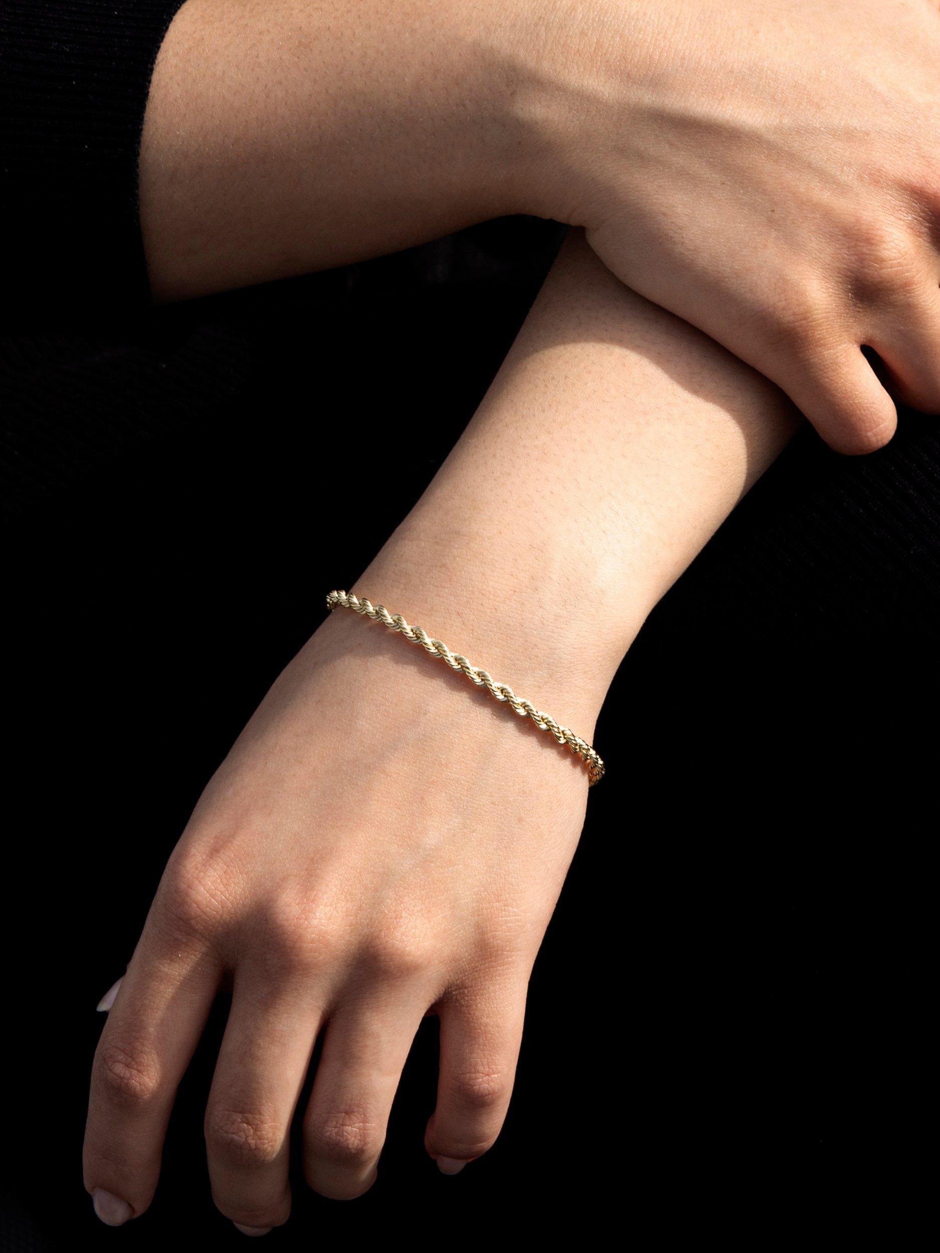 Product image 4 of 5, which shows IBB 9ct Gold Hollow Rope Chain Bracelet, Gold