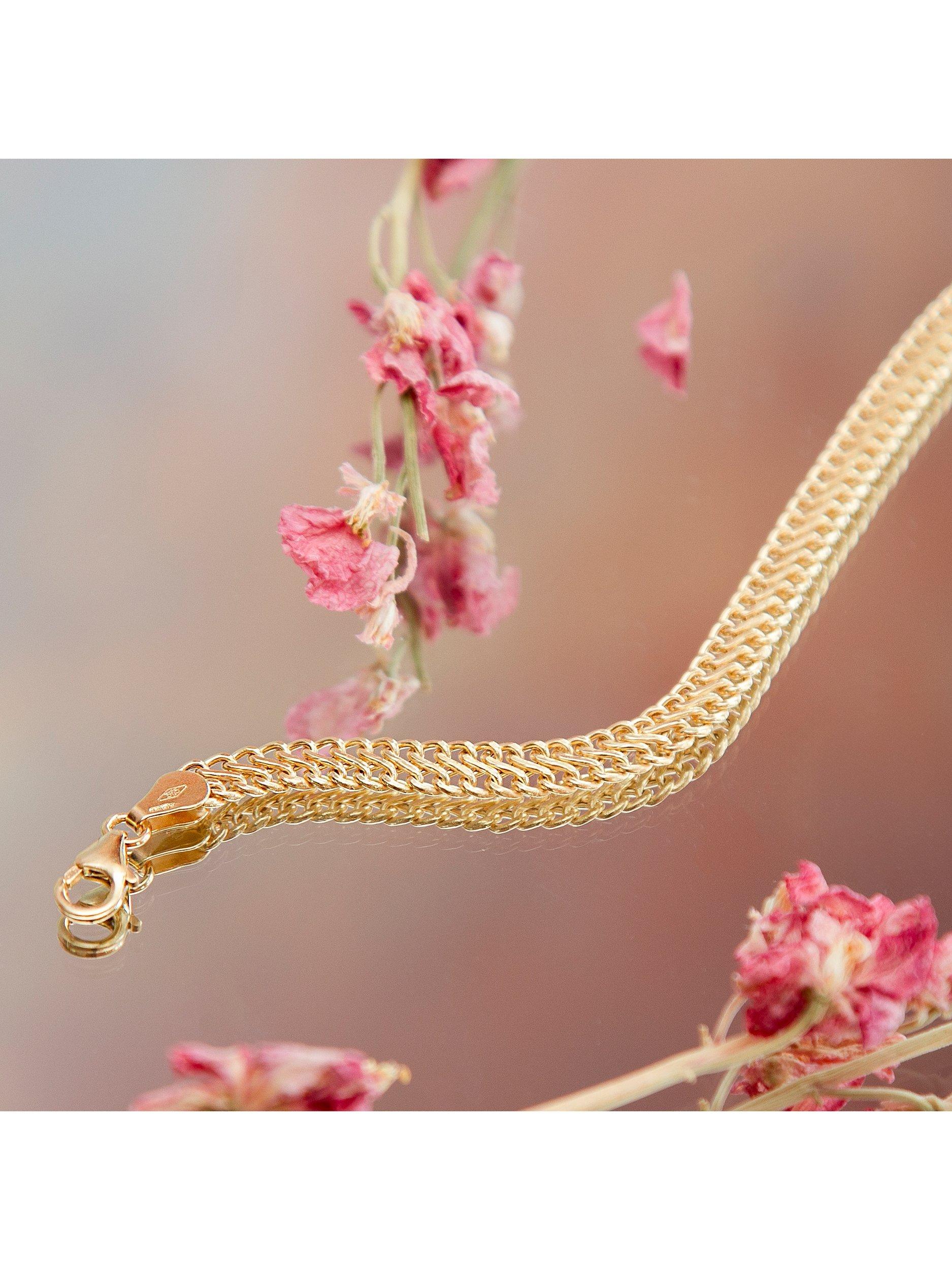 Product image 2 of 5, which shows IBB 9ct Gold Hollow Woven Curb Bracelet, Gold