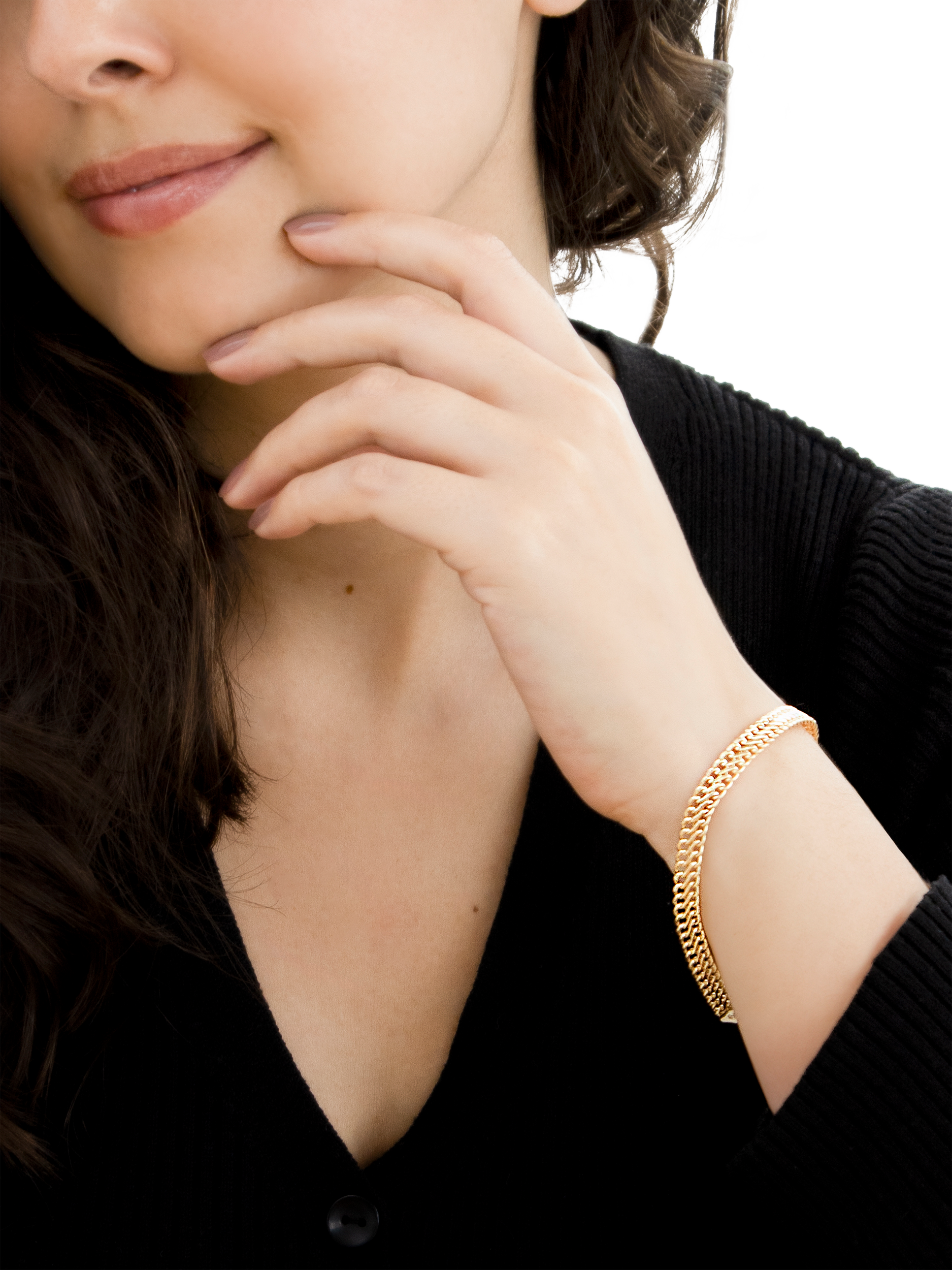 Product image 5 of 5, which shows IBB 9ct Gold Hollow Woven Curb Bracelet, Gold
