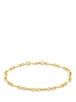 IBB 9ct Gold Diamond Cut Figaro Belcher Chain Bracelet, Gold, Gold
