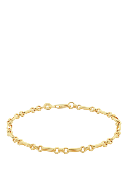 IBB 9ct Gold Diamond Cut Figaro Belcher Chain Bracelet, Gold, Gold