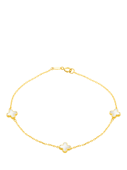 IBB 9ct Gold Mother of Pearl Clover Petal Bracelet, Gold, Gold