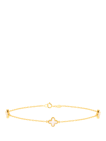 IBB 9ct Gold Mother of Pearl Clover Petal Bracelet, Gold - view 2, Gold