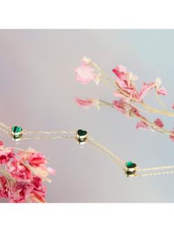 IBB 9ct Gold Malachite Heart Petal Chain Bracelet, Gold - view 2, Gold