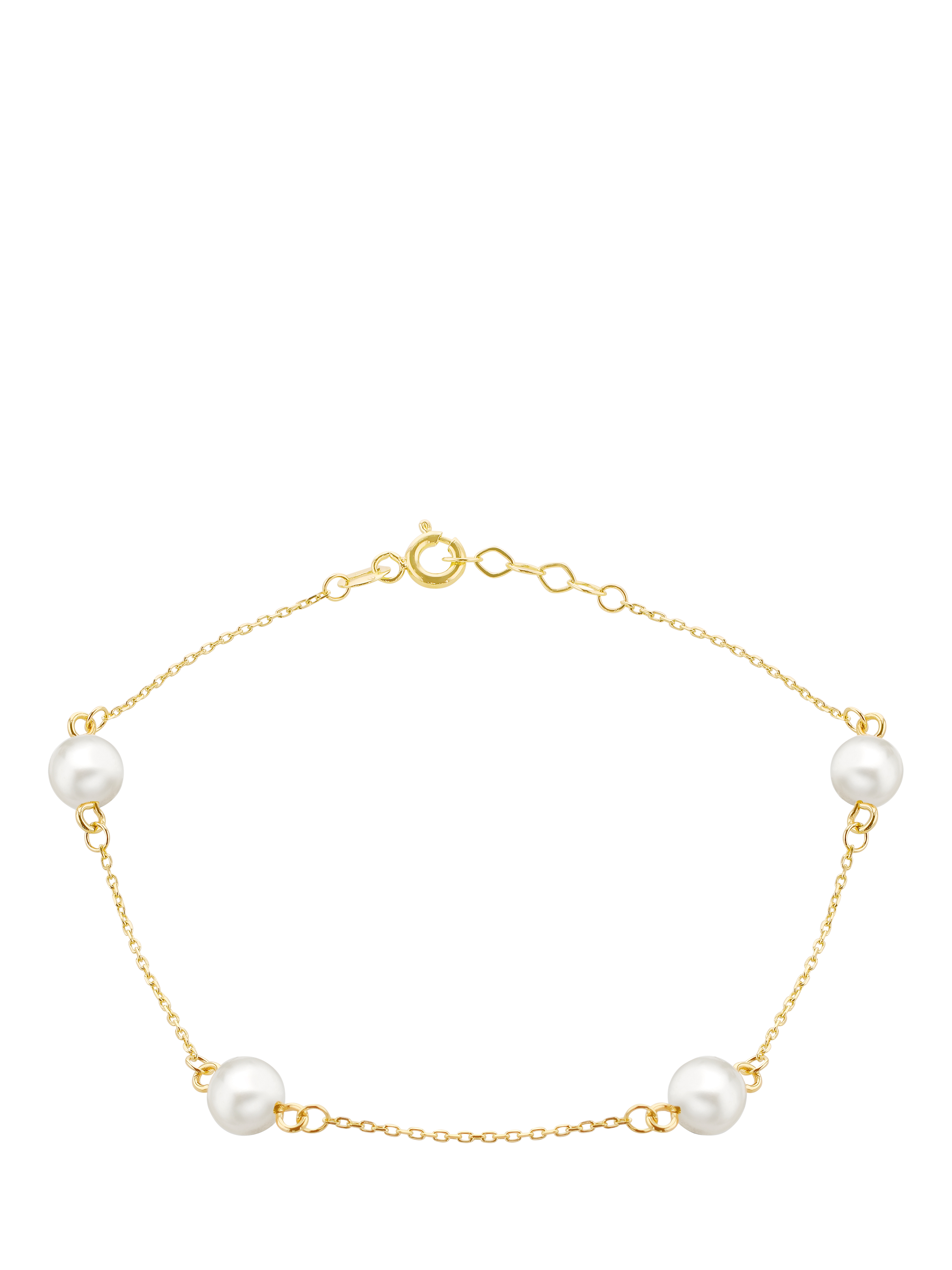 IBB 9ct Gold Pearl Station Bracelet Gold