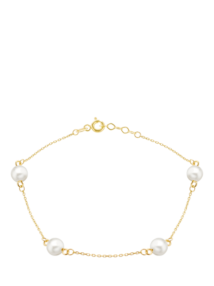 IBB 9ct Gold Pearl Station Bracelet, Gold, Gold