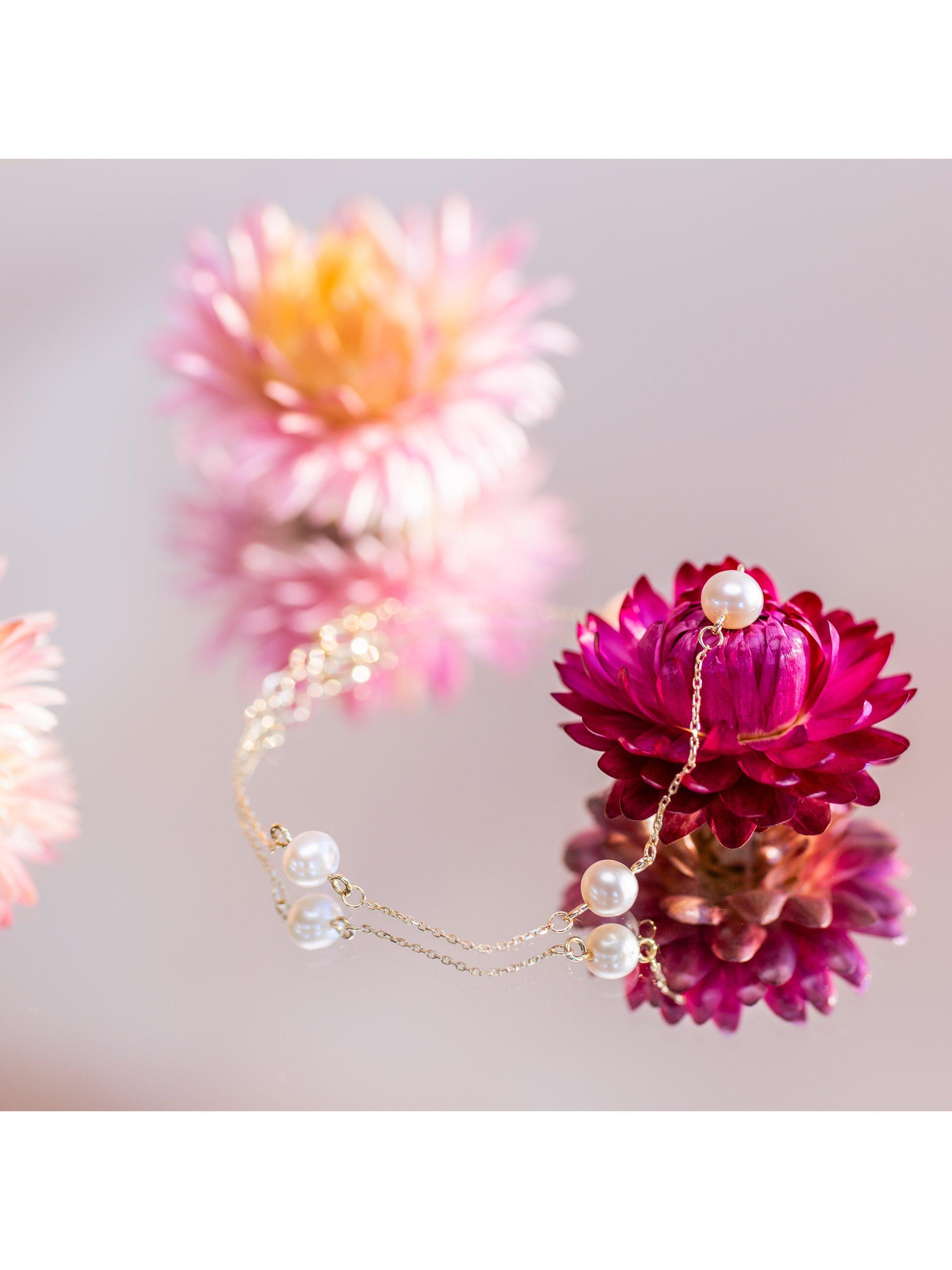 Product image 2 of 5, which shows IBB 9ct Gold Pearl Station Bracelet, Gold