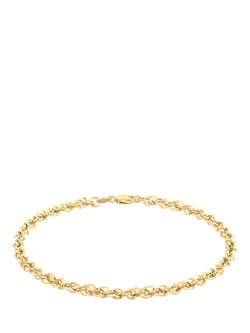 IBB 9ct Gold Diamond Cut Prince of Wales Bracelet, Gold, Gold