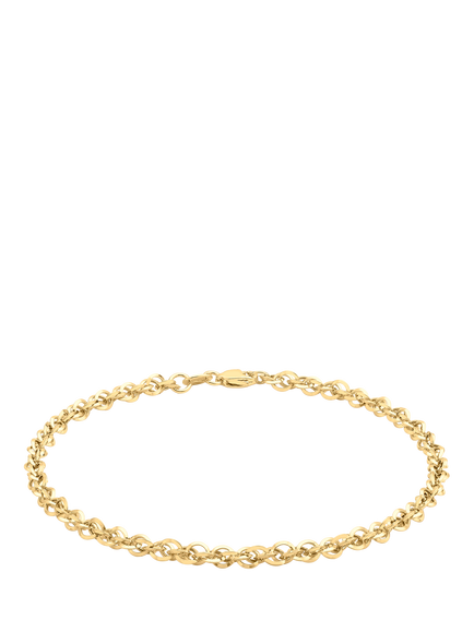 IBB 9ct Gold Diamond Cut Prince of Wales Bracelet, Gold, Gold