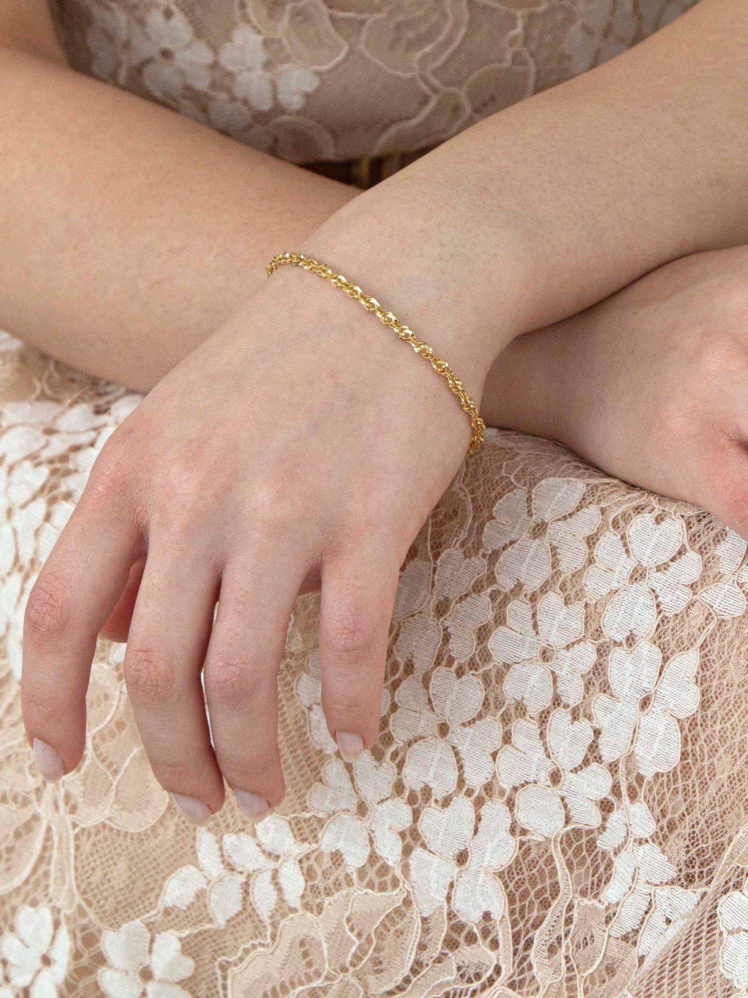 Product image 4 of 5, which shows IBB 9ct Gold Diamond Cut Prince of Wales Bracelet, Gold