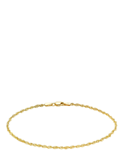 IBB 9ct Gold Rope Chain Bracelet, Gold, Gold