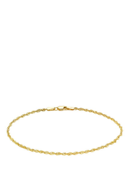 IBB 9ct Gold Rope Chain Bracelet, Gold, Gold