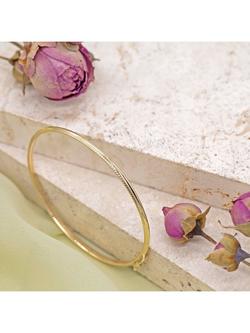 IBB 9ct Gold Patterned Edge Bangle, Gold - view 2, Gold