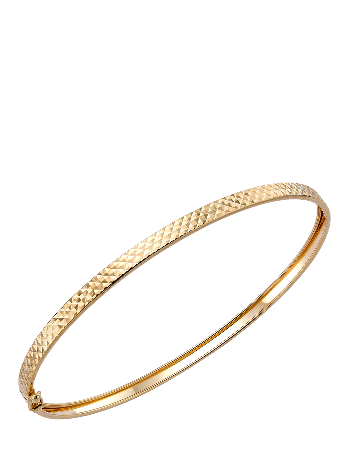 Product image 1 of 5, which shows IBB 9ct Gold Diamond Cut Flat Tube Bangle, Gold