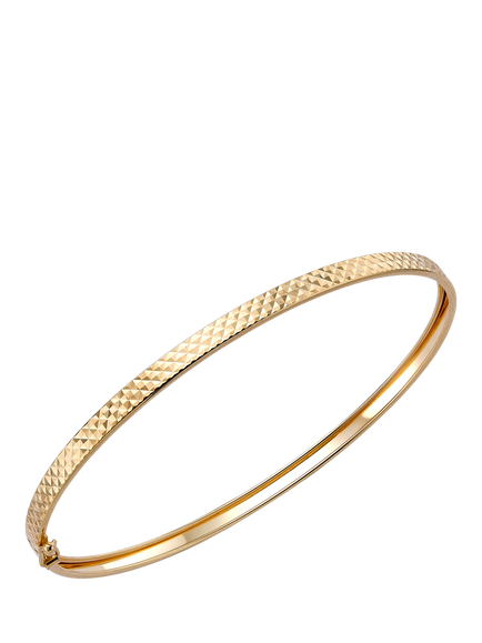 IBB 9ct Gold Diamond Cut Flat Tube Bangle, Gold, Gold
