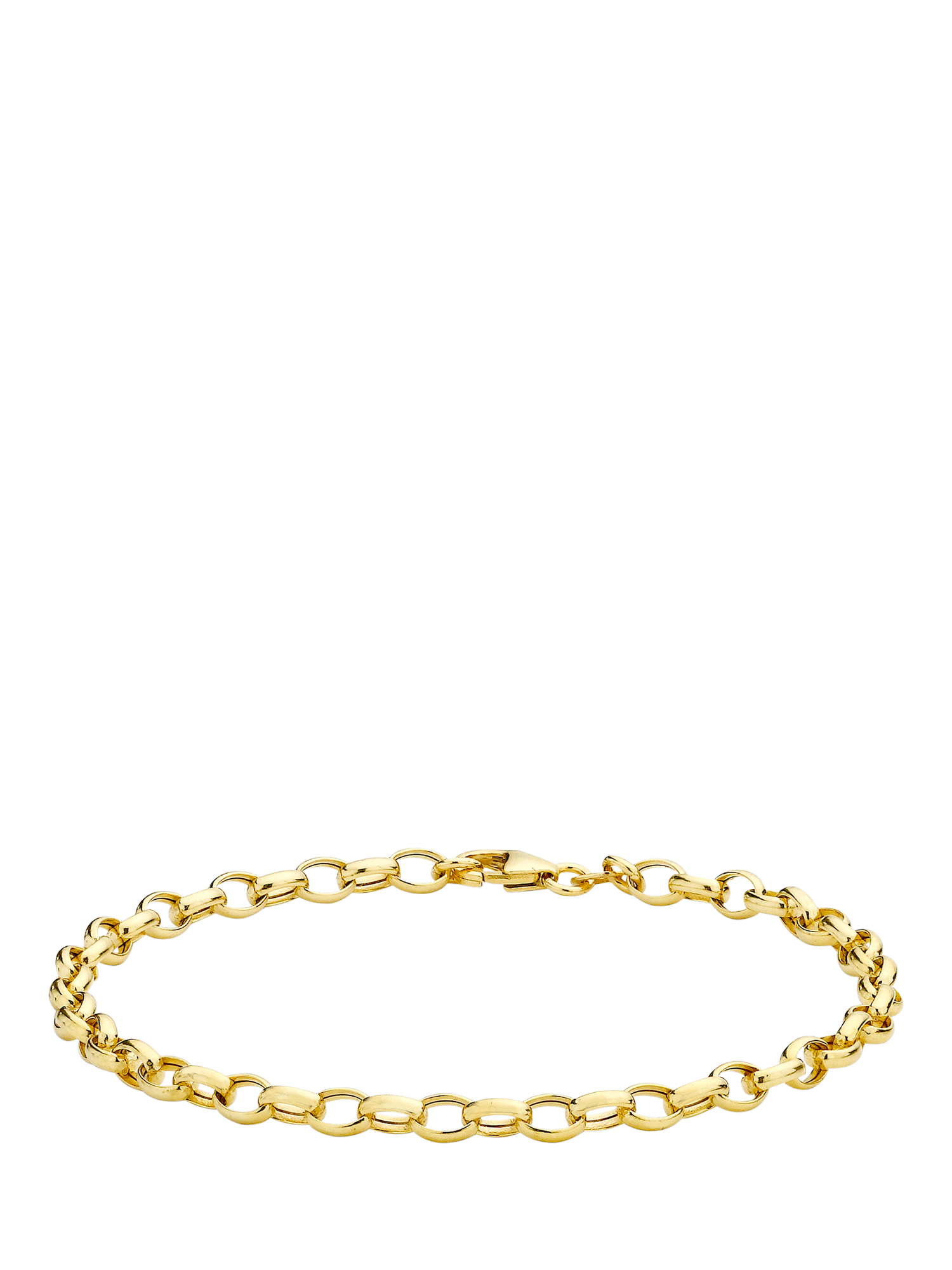 Product image 1 of 5, which shows IBB 18ct Gold Hollow Oval Belcher Bracelet, Gold