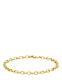 IBB 18ct Gold Hollow Oval Belcher Bracelet, Gold, Gold